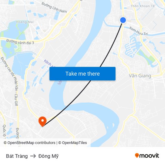 Bát Tràng to Đông Mỹ map