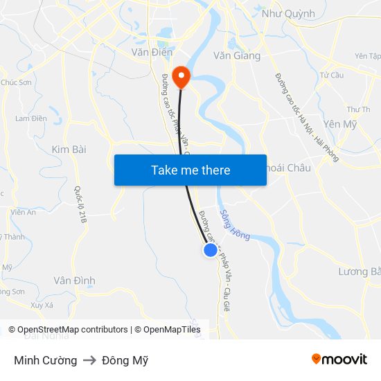 Minh Cường to Đông Mỹ map