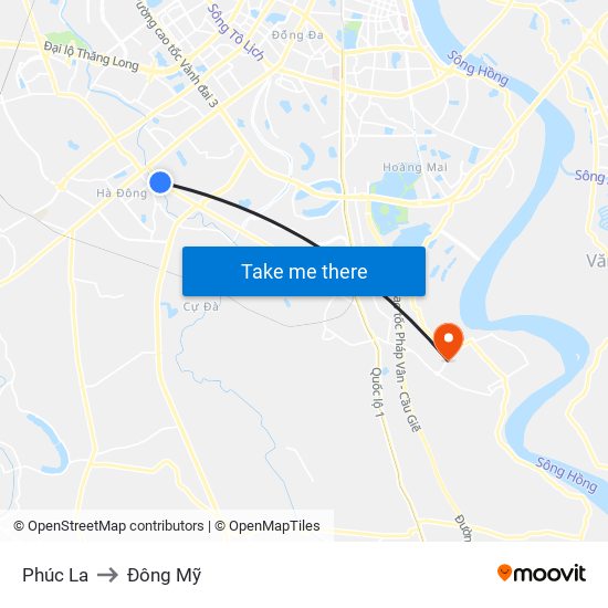 Phúc La to Đông Mỹ map