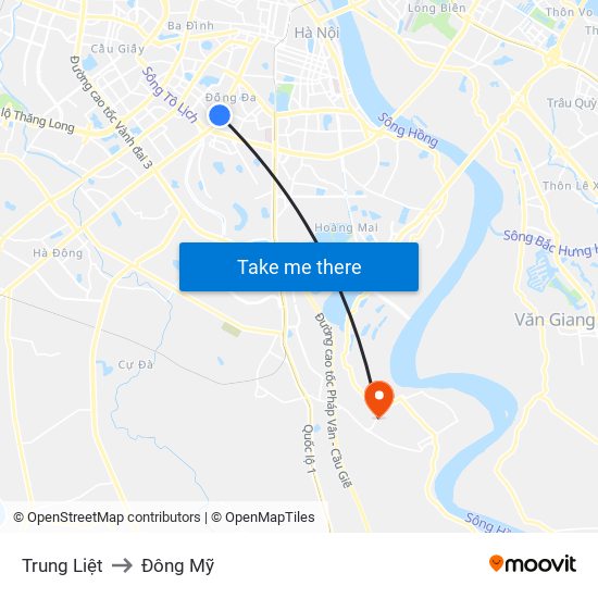 Trung Liệt to Đông Mỹ map