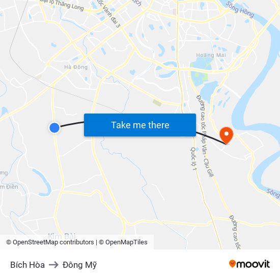 Bích Hòa to Đông Mỹ map