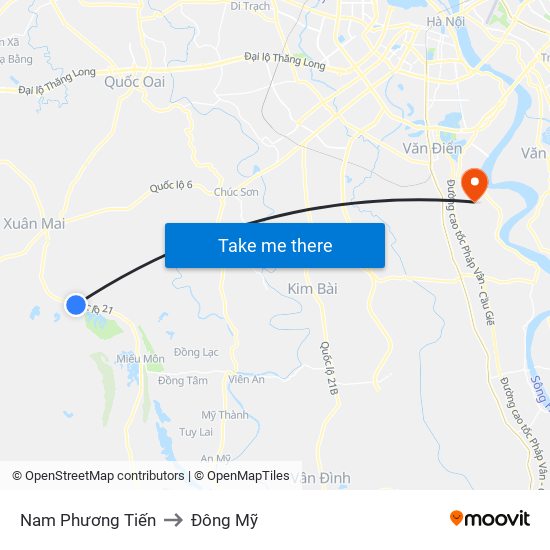 Nam Phương Tiến to Đông Mỹ map