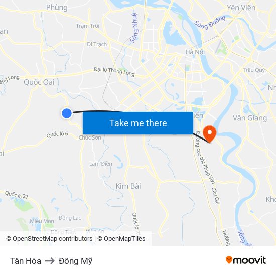 Tân Hòa to Đông Mỹ map