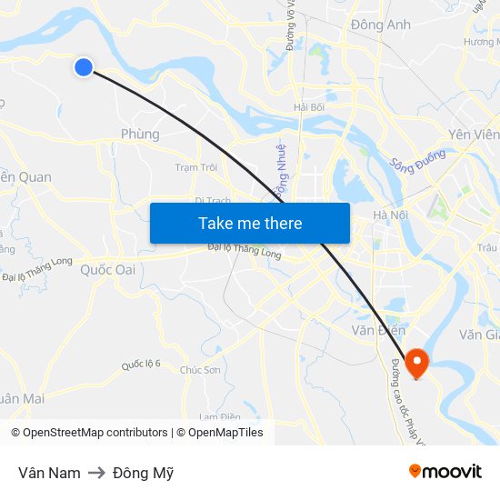 Vân Nam to Đông Mỹ map