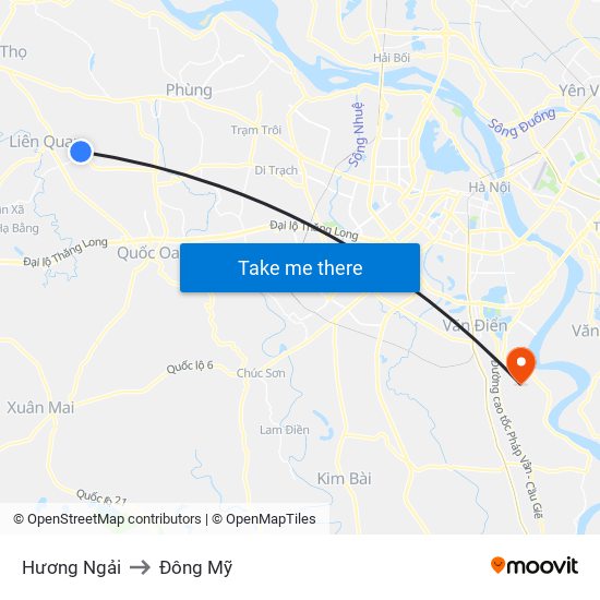 Hương Ngải to Đông Mỹ map