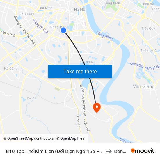 B10 Tập Thể Kim Liên (Đối Diện Ngõ 46b Phạm Ngọc Thạch) to Đông Mỹ map