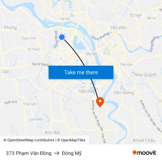 373 Phạm Văn Đồng to Đông Mỹ map