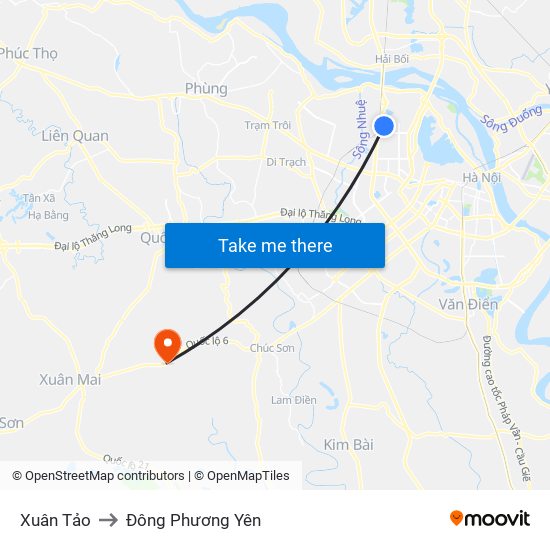 Xuân Tảo to Đông Phương Yên map