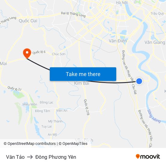 Vân Tảo to Đông Phương Yên map