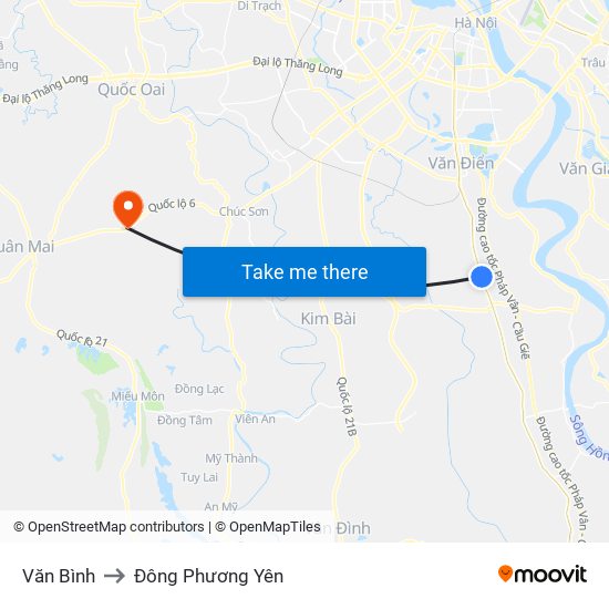 Văn Bình to Đông Phương Yên map