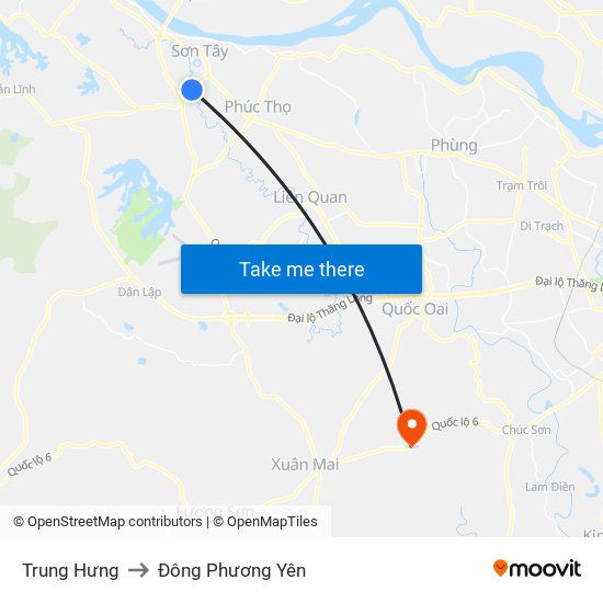 Trung Hưng to Đông Phương Yên map