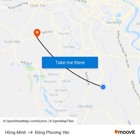 Hồng Minh to Đông Phương Yên map