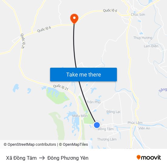 Xã Đồng Tâm to Đông Phương Yên map