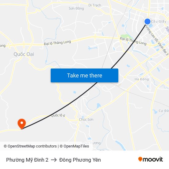 Phường Mỹ Đình 2 to Đông Phương Yên map