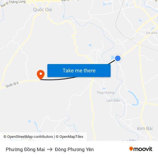 Phường Đồng Mai to Đông Phương Yên map