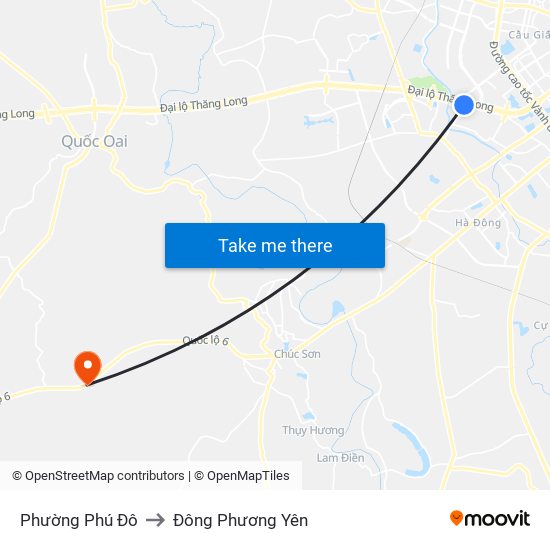 Phường Phú Đô to Đông Phương Yên map