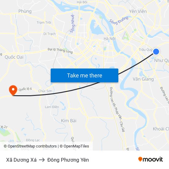 Xã Dương Xá to Đông Phương Yên map