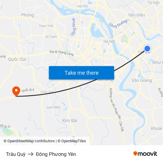 Trâu Quỳ to Đông Phương Yên map