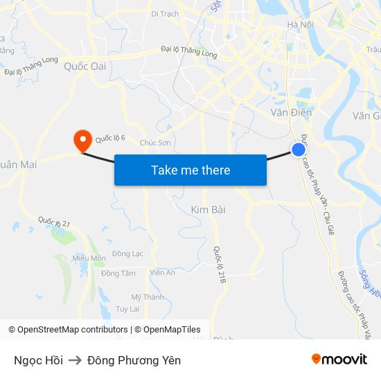 Ngọc Hồi to Đông Phương Yên map