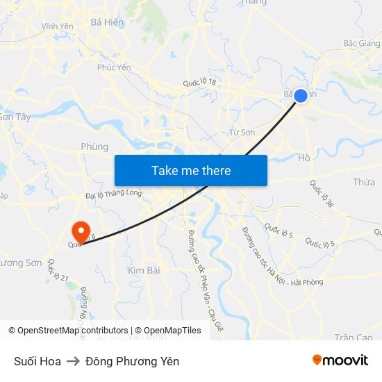 Suối Hoa to Đông Phương Yên map