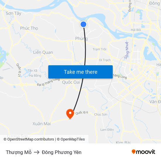 Thượng Mỗ to Đông Phương Yên map