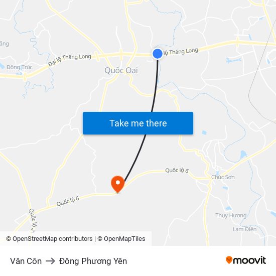 Vân Côn to Đông Phương Yên map