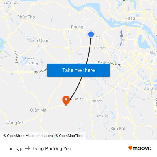 Tân Lập to Đông Phương Yên map