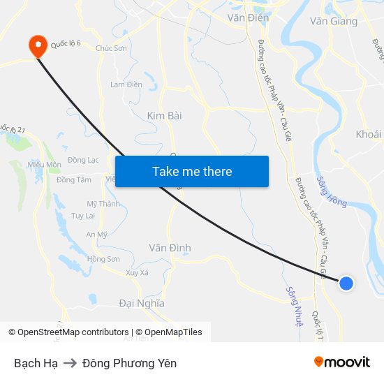 Bạch Hạ to Đông Phương Yên map