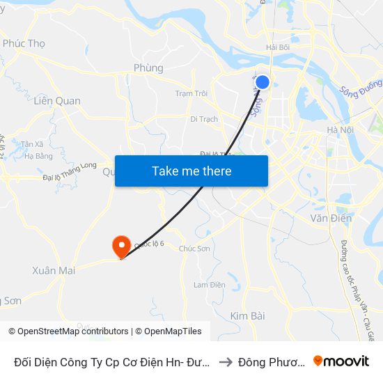 Đối Diện Công Ty Cp Cơ Điện Hn- Đường Đức Thắng to Đông Phương Yên map