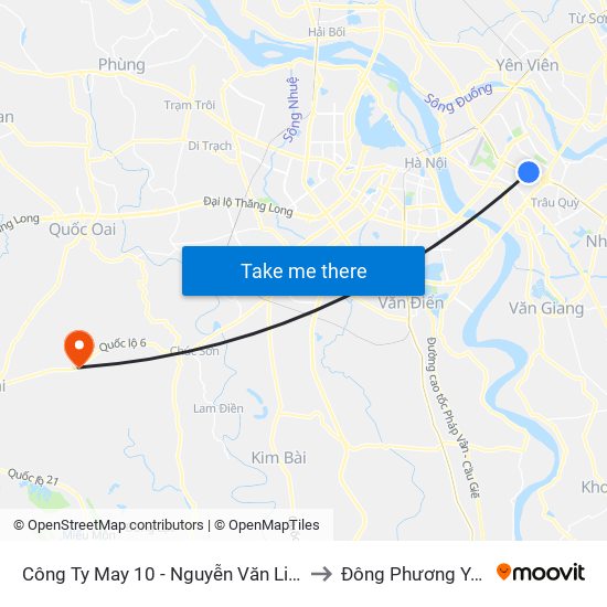 Công Ty May 10 - Nguyễn Văn Linh to Đông Phương Yên map
