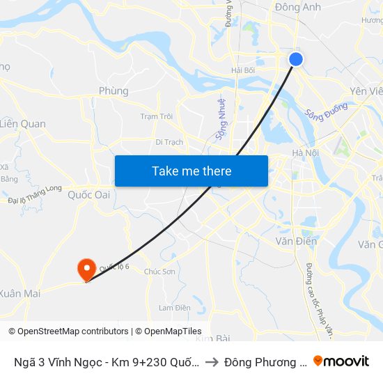 Ngã 3 Vĩnh Ngọc - Km 9+230 Quốc Lộ 3 to Đông Phương Yên map