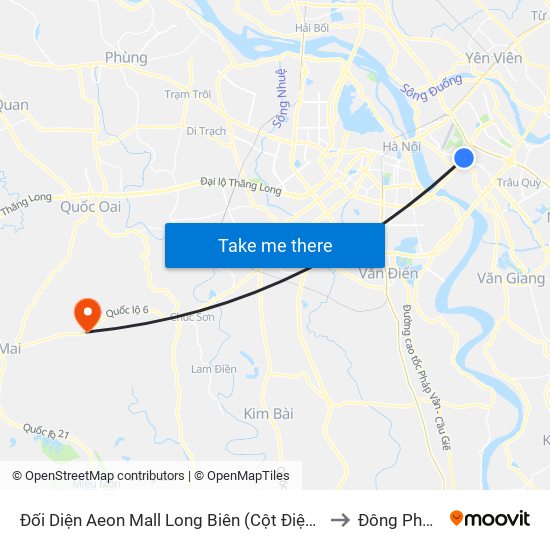 Đối Diện Aeon Mall Long Biên (Cột Điện T4a/2a-B Đường Cổ Linh) to Đông Phương Yên map