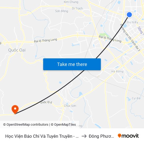 Học Viện Báo Chí Và Tuyên Truyền - 36 Xuân Thủy to Đông Phương Yên map