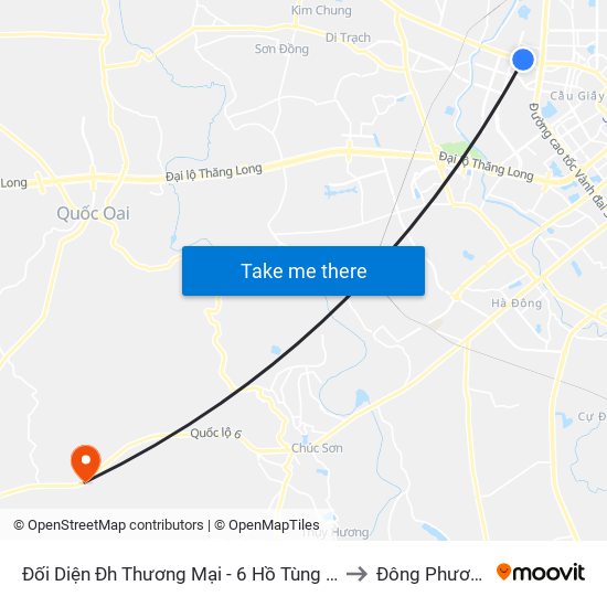 Đối Diện Đh Thương Mại - 6 Hồ Tùng Mậu (Cột Sau) to Đông Phương Yên map