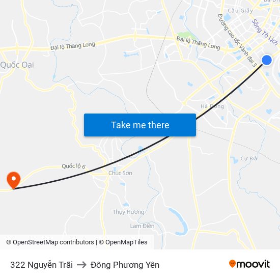 322 Nguyễn Trãi to Đông Phương Yên map