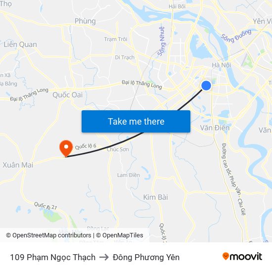 109 Phạm Ngọc Thạch to Đông Phương Yên map
