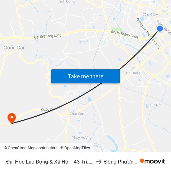 Đại Học Lao Động & Xã Hội - 43 Trần Duy Hưng to Đông Phương Yên map