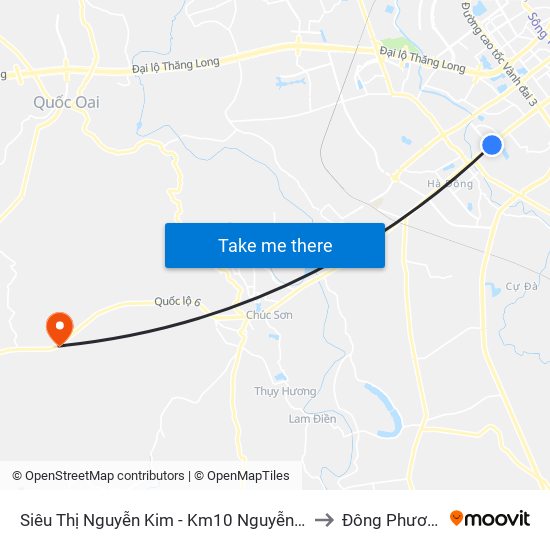 Siêu Thị Nguyễn Kim - Km10 Nguyễn Trãi (Hà Đông) to Đông Phương Yên map