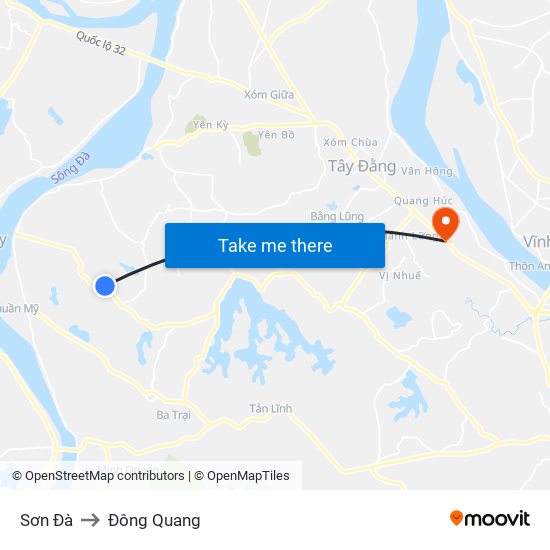Sơn Đà to Đông Quang map
