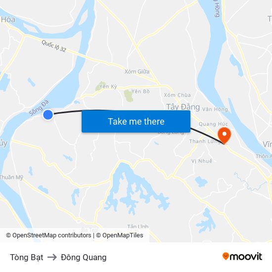 Tòng Bạt to Đông Quang map