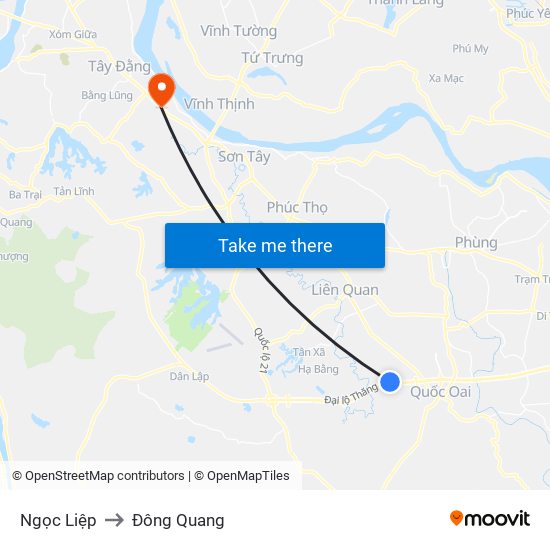 Ngọc Liệp to Đông Quang map