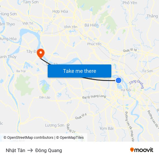 Nhật Tân to Đông Quang map