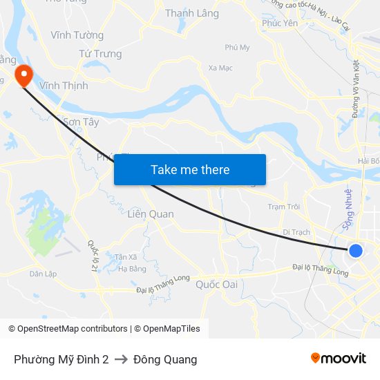 Phường Mỹ Đình 2 to Đông Quang map