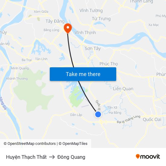 Huyện Thạch Thất to Đông Quang map