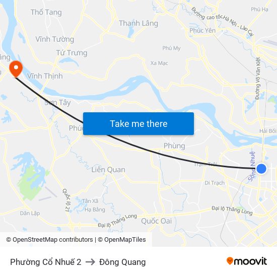 Phường Cổ Nhuế 2 to Đông Quang map