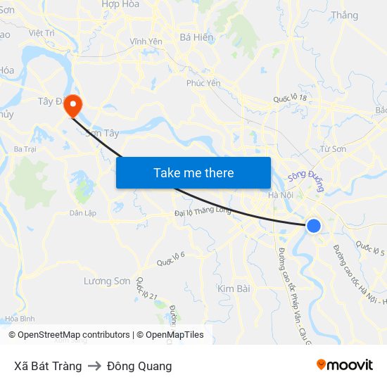 Xã Bát Tràng to Đông Quang map