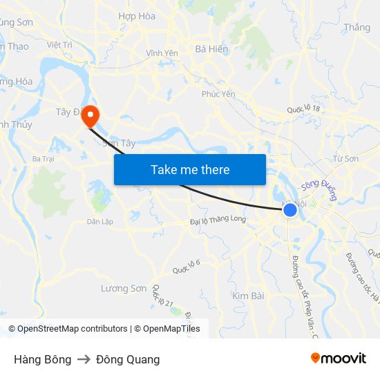 Hàng Bông to Đông Quang map