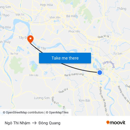 Ngô Thì Nhậm to Đông Quang map