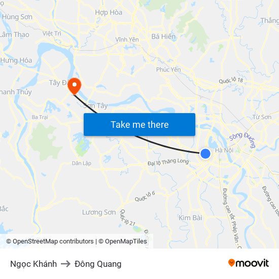 Ngọc Khánh to Đông Quang map