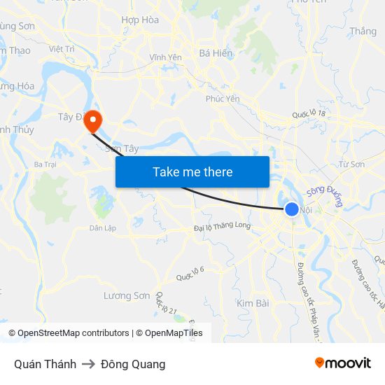 Quán Thánh to Đông Quang map